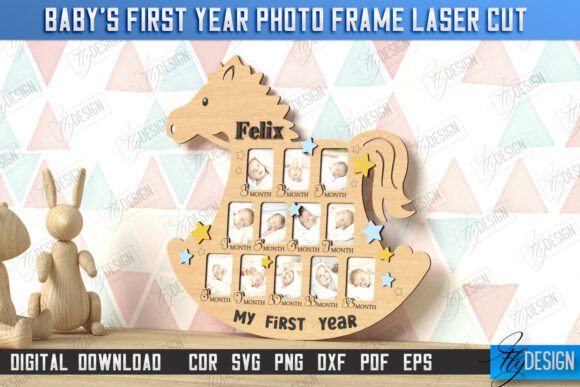 Download Baby’s First Year Photo Frame Laser Cut - Year Collection
