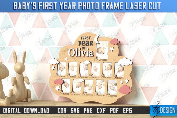 Download Baby’s First Year Photo Frame Laser Cut - Year Collection