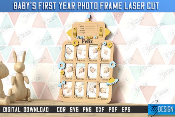Download Baby’s First Year Photo Frame Laser Cut - Year Collection